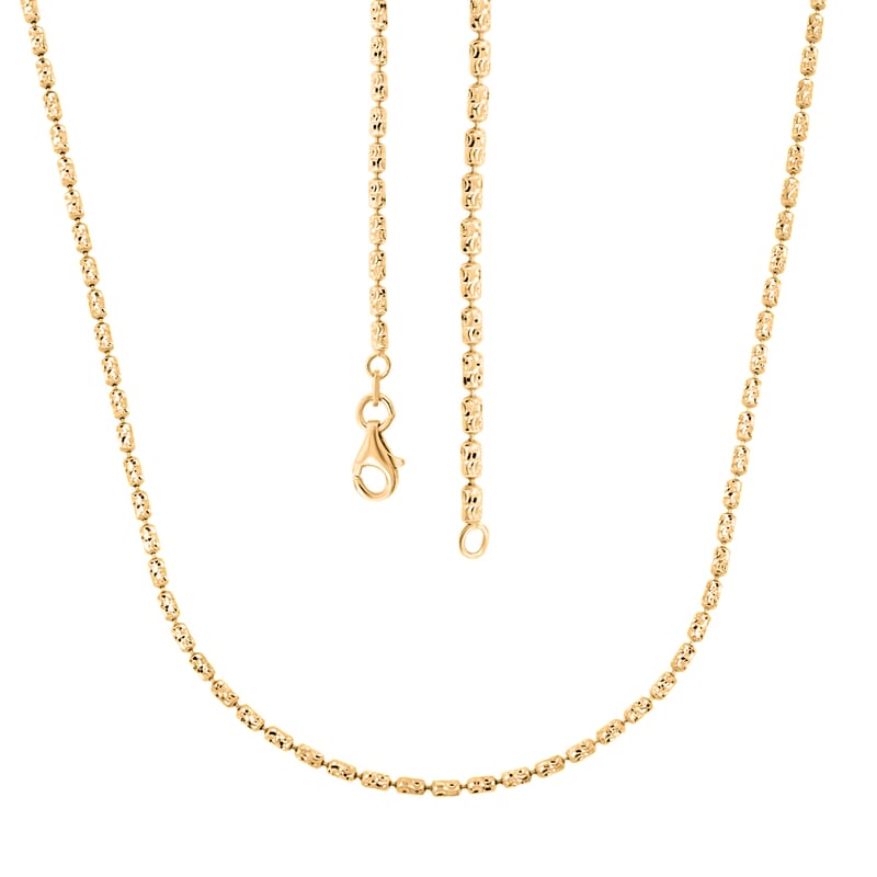 Italian 14K YG Over Sterling Silver Typhoon Fancy Diamond Cut 2mm Necklace 18 Inches 5.5 Grams
