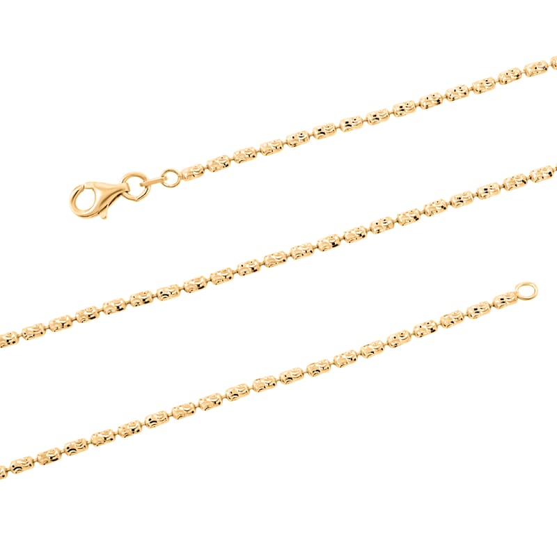 Italian 14K YG Over Sterling Silver Typhoon Fancy Diamond Cut 2mm Necklace 18 Inches 5.5 Grams