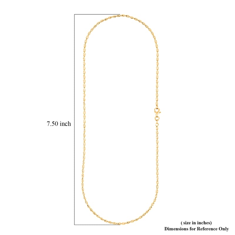 Italian 14K YG Over Sterling Silver Typhoon Fancy Diamond Cut 2mm Necklace 18 Inches 5.5 Grams