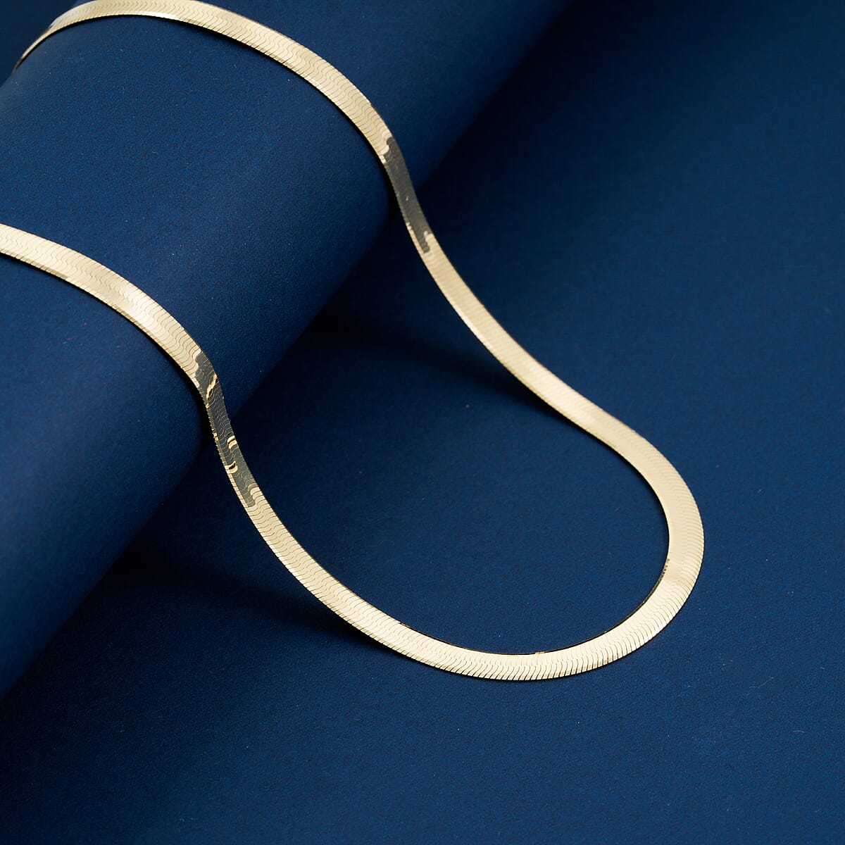  Italian Herringbone Necklace in 14K Yellow Gold Over Sterling Silver 20 Inches 9.83 Grams image number 1