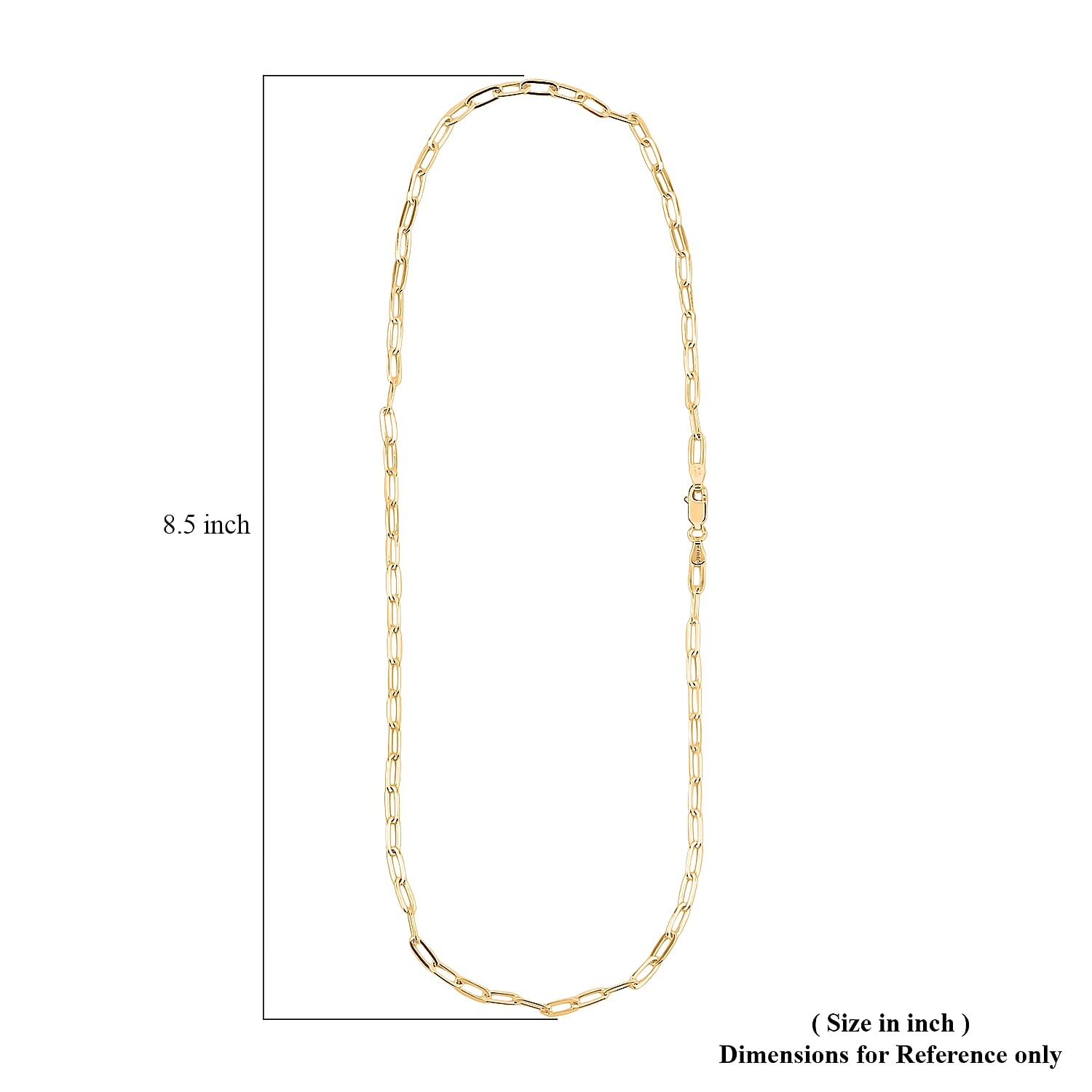 Italian 14K Yellow Gold Over Sterling Silver 3.6mm Paperclip Chain Necklace 20 Inches 10.50 Grams