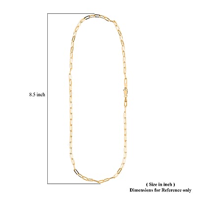 Italian 14K Yellow Gold Over Sterling Silver 3.6mm Paperclip Chain Necklace 20 Inches 10.50 Grams