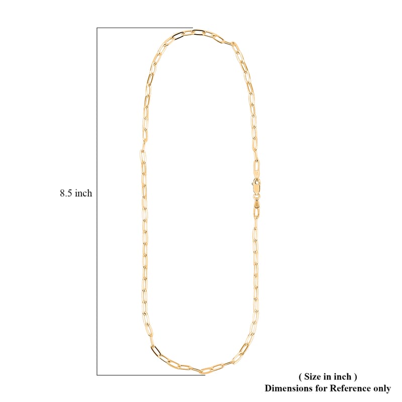 Italian 14K Yellow Gold Over Sterling Silver 3.6mm Paperclip Chain Necklace 20 Inches 10.50 Grams