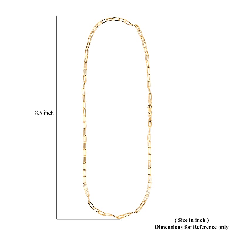 Italian 14K Yellow Gold Over Sterling Silver 3.6mm Paperclip Chain Necklace 20 Inches 10.50 Grams