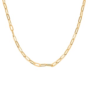 Italian 14K Yellow Gold Over Sterling Silver 3.6mm Paperclip Chain Necklace 24 Inches 12.24 Grams