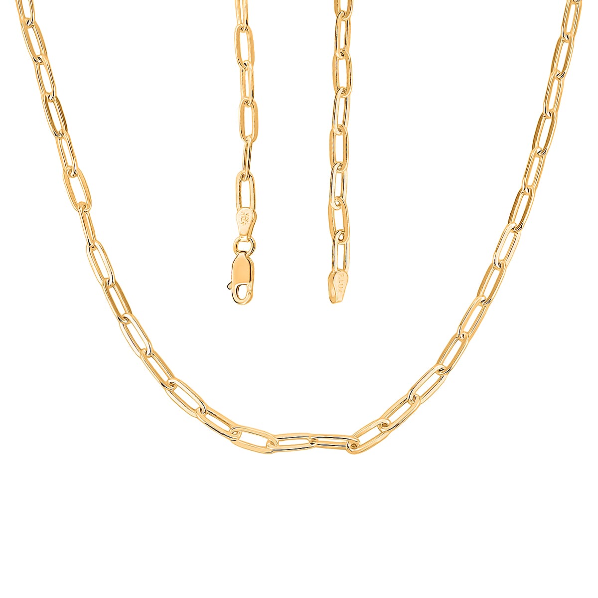 Italian 14K Yellow Gold Over Sterling Silver 3.6mm Paperclip Chain Necklace 24 Inches 12.24 Grams image number 4