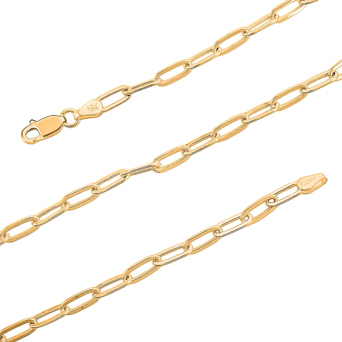 Italian 14K Yellow Gold Over Sterling Silver 3.6mm Paperclip Chain Necklace 24 Inches 12.24 Grams image number 5
