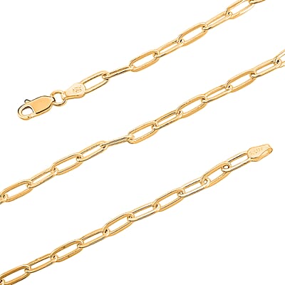 Italian 14K Yellow Gold Over Sterling Silver 3.6mm Paperclip Chain Necklace 24 Inches 12.24 Grams