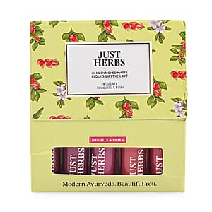 Just Herbs Set of 5 Ayurvedic Liquid Matte Finish Lipstick Kit - Brights and Pinks
