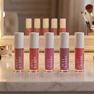 Just Herbs Set of 5 Ayurvedic Liquid Matte Finish Lipstick Kit - Brights and Pinks