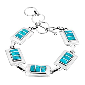 Santa Fe Style Kingman Turquoise  1.50 ctw Bracelet in Sterling Silver (8.00 In)