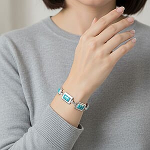 Santa Fe Style Kingman Turquoise  1.50 ctw Bracelet in Sterling Silver (8.00 In)