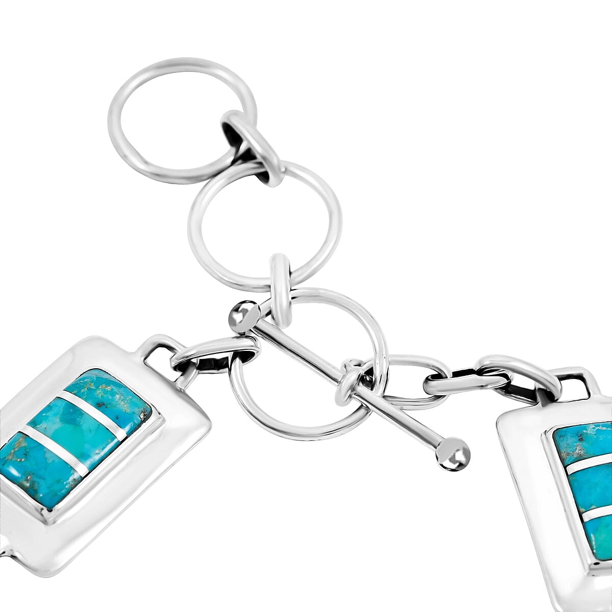 Santa Fe Style Kingman Turquoise  1.50 ctw Bracelet in Sterling Silver (8.00 In) image number 3