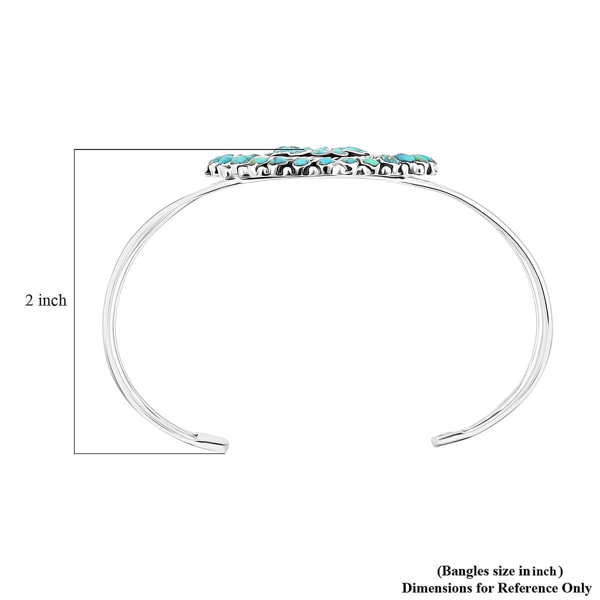 Santa Fe Style Kingman Turquoise 4.20 ctw Bracelet in Sterling Silver (Adjustable)  image number 3