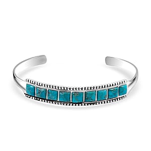 Santa Fe Style Kingman Turquoise 2.70 ctw Bracelet in Sterling Silver (Adjustable)