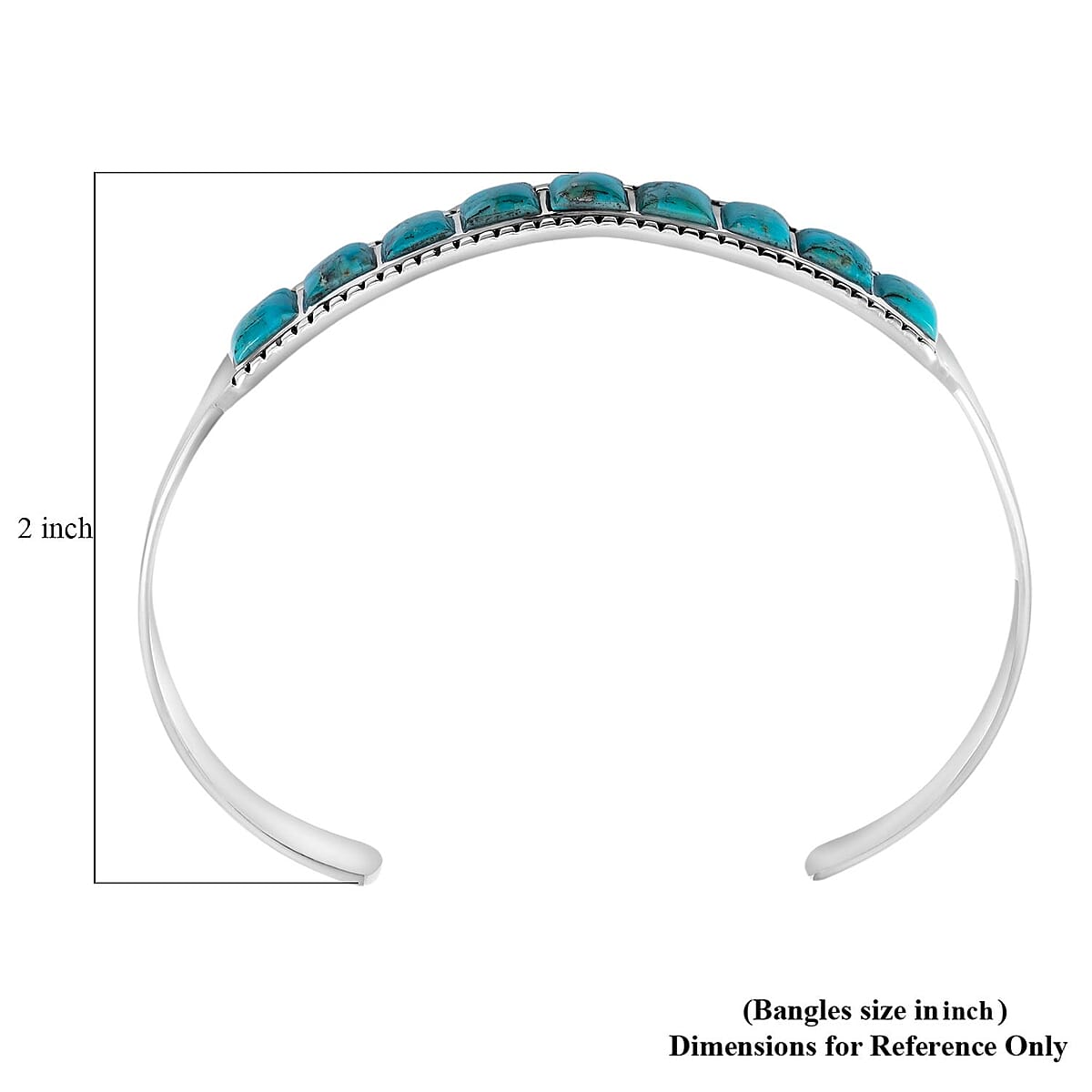 Santa Fe Style Kingman Turquoise 2.70 ctw Bracelet in Sterling Silver (Adjustable) image number 3