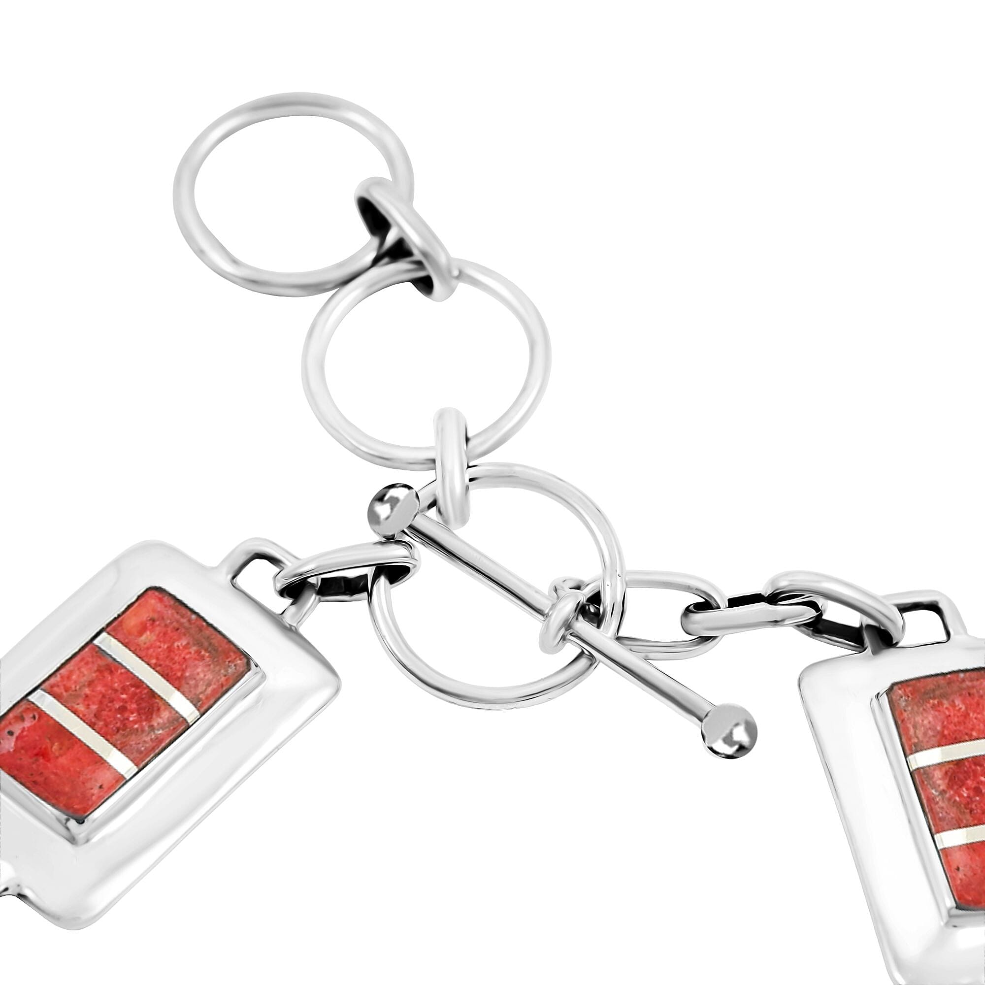 Santa Fe Style Red Coral Bracelet in Sterling Silver (8.00 In)