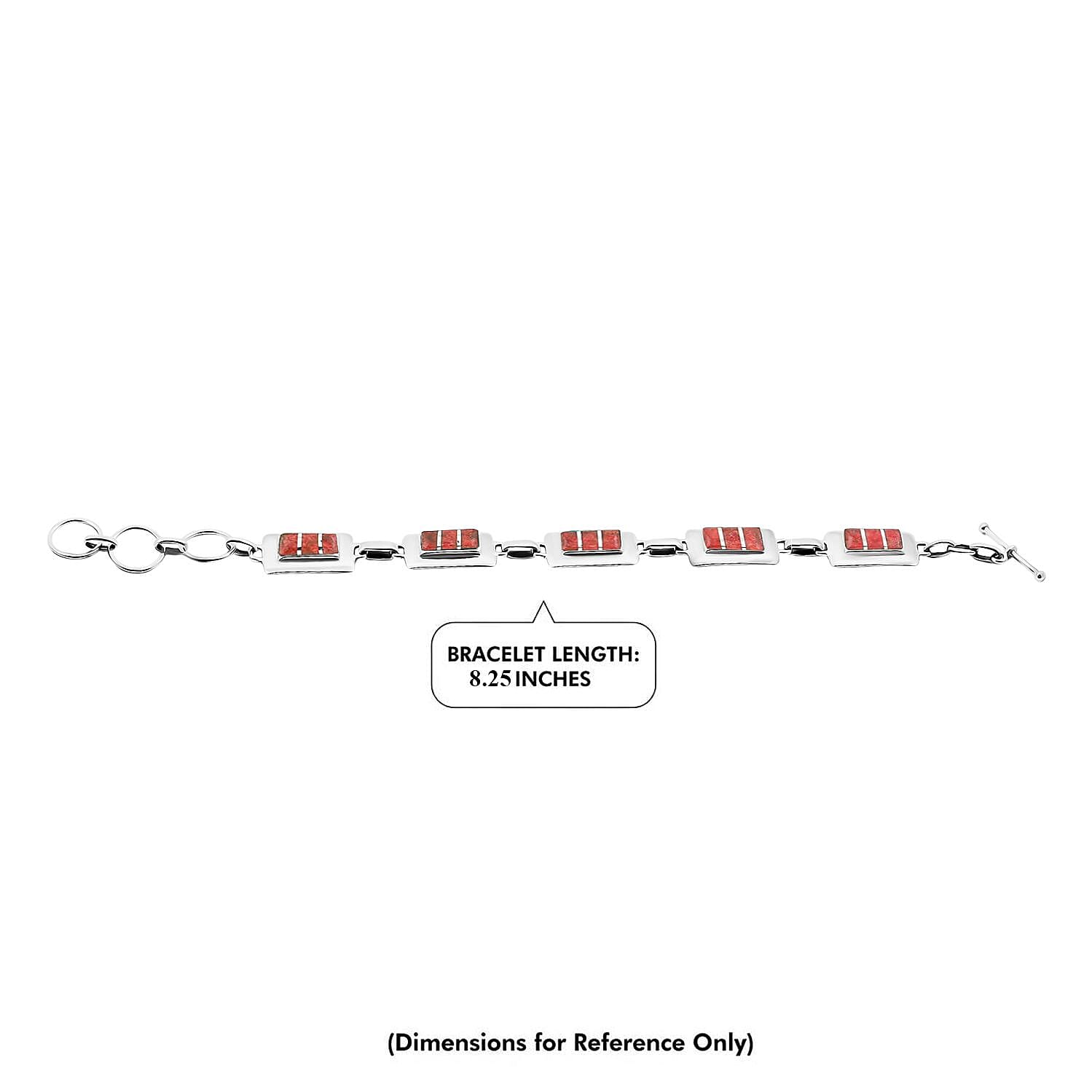 Santa Fe Style Red Coral Bracelet in Sterling Silver (8.00 In)