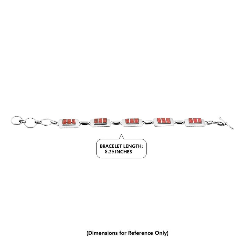Santa Fe Style Red Coral Bracelet in Sterling Silver (8.00 In)