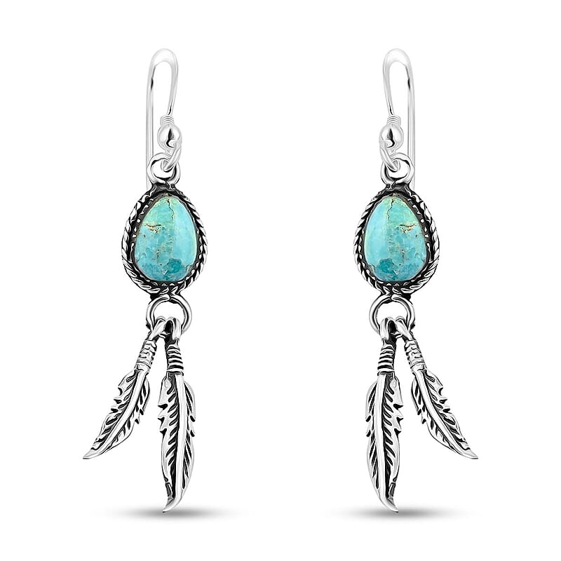 Santa Fe Style Kingman Turquoise 0.24 ctw Earrings in Sterling Silver