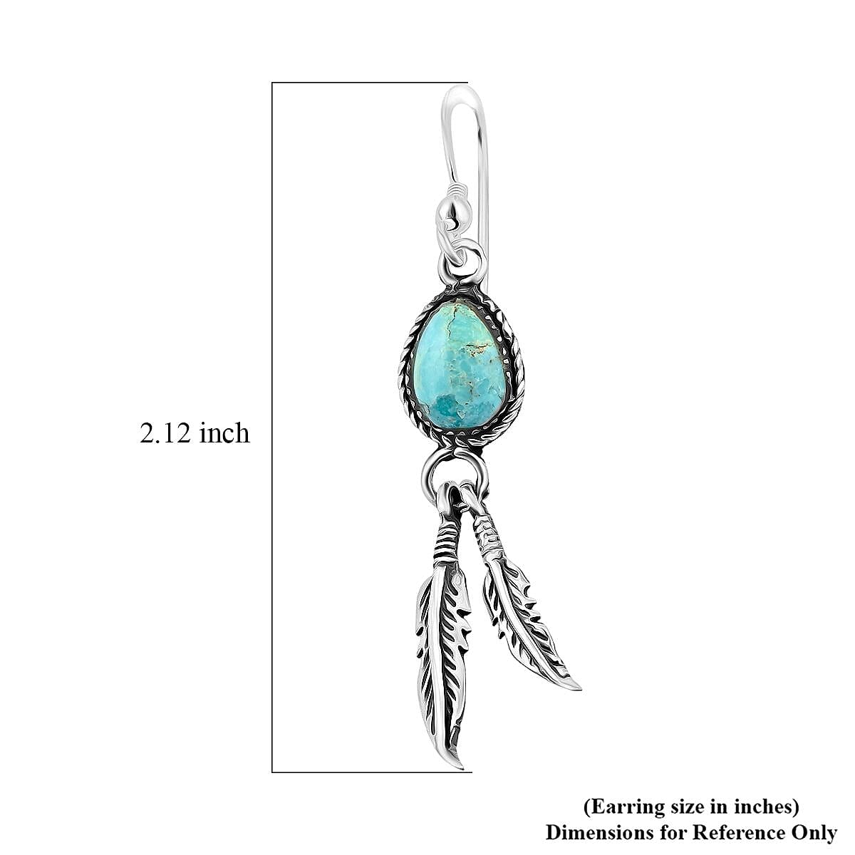 Santa Fe Style Kingman Turquoise 0.24 ctw Earrings in Sterling Silver image number 4