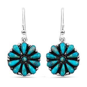 Santa Fe Style Kingman Turquoise 2.20 ctw Earrings in Sterling Silver