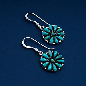 Santa Fe Style Kingman Turquoise 2.20 ctw Earrings in Sterling Silver