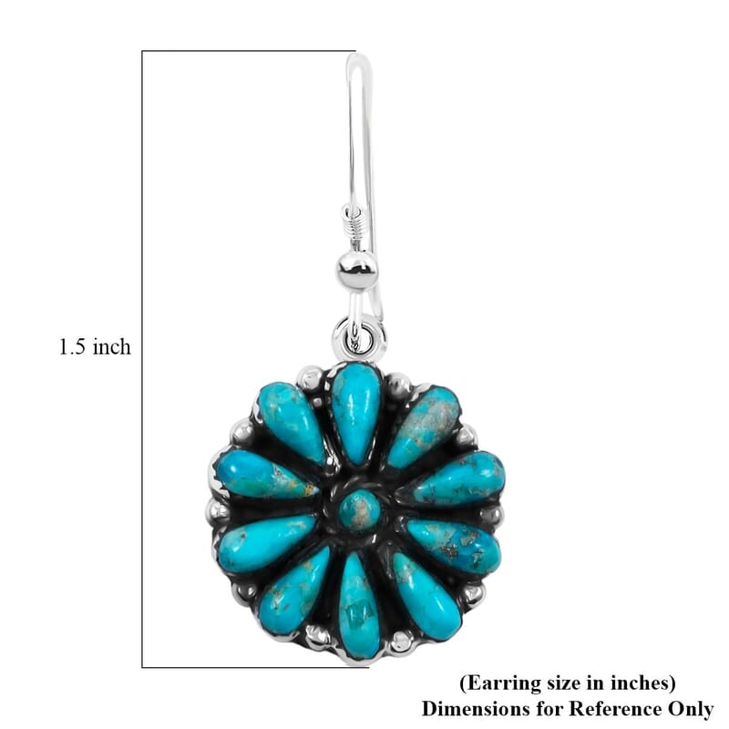 Santa Fe Style Kingman Turquoise 2.20 ctw Earrings in Sterling Silver