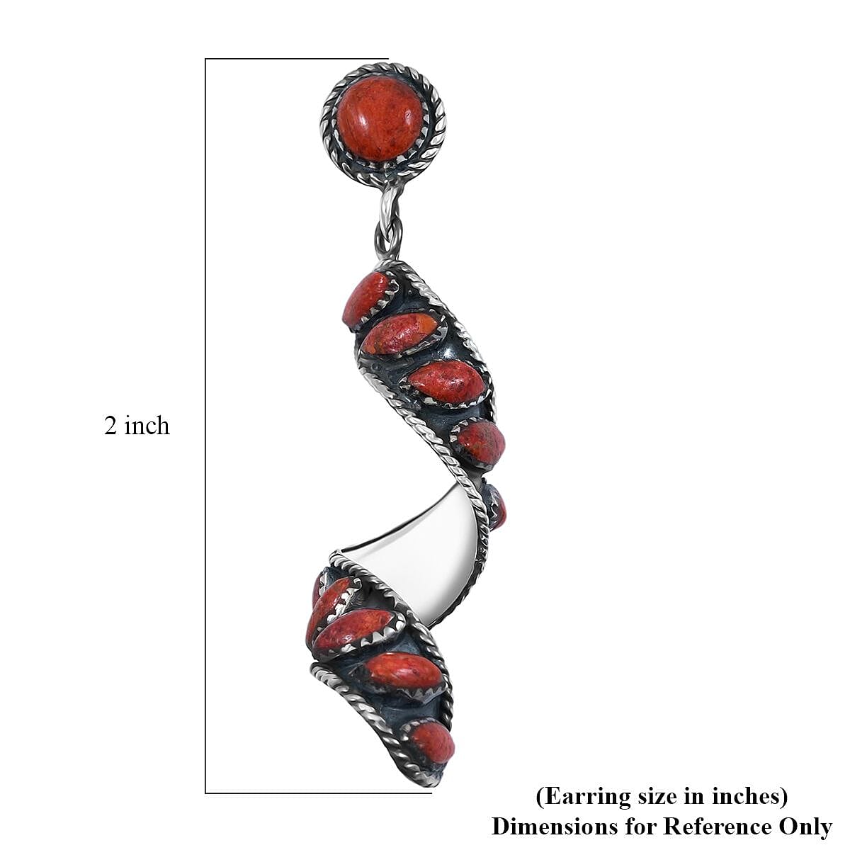 Santa Fe Style Red Coral Earrings in Sterling Silver image number 4