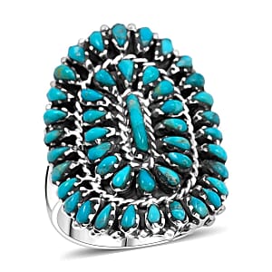 Santa Fe Style Kingman Turquoise 4.40 ctw Ring in Sterling Silver (Size 10.0)