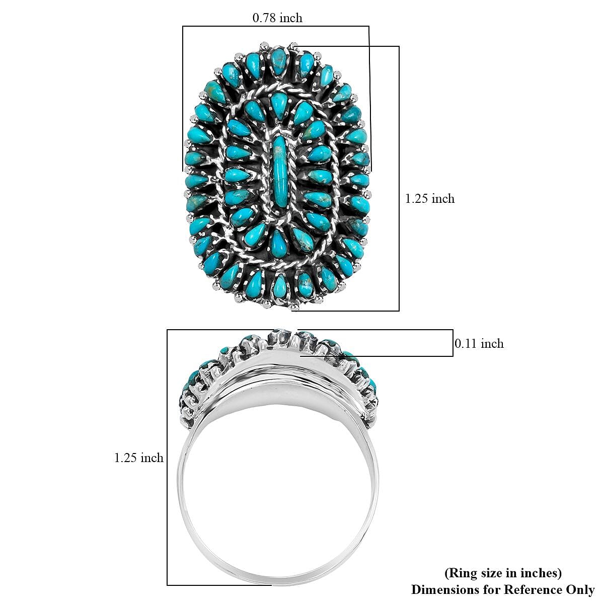 Santa Fe Style Kingman Turquoise 4.40 ctw Ring in Sterling Silver (Size 10.0) image number 4