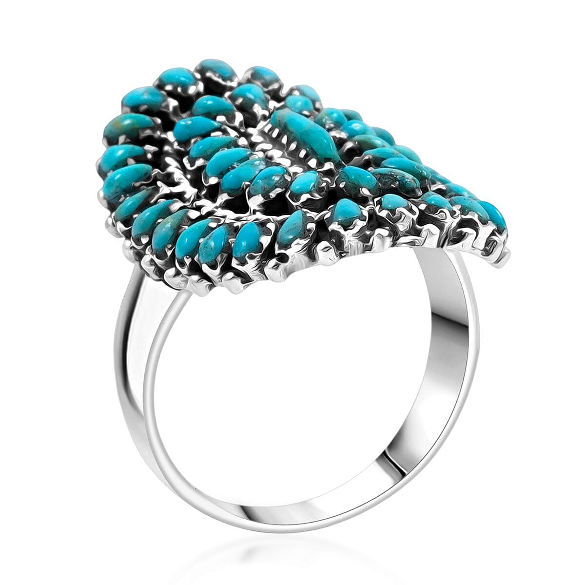 Santa Fe Style Kingman Turquoise 4.40 ctw Ring in Sterling Silver (Size 6.0) image number 3