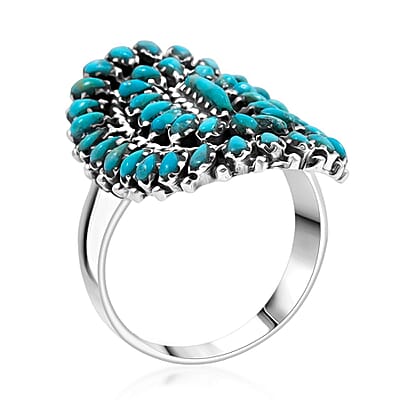 Santa Fe Style Kingman Turquoise 4.40 ctw Ring in Sterling Silver (Size 8.0)