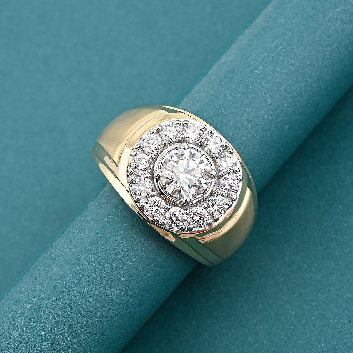Luxuriant Lab Grown Diamond VS 2.00 ctw Men's Ring in 10K White and Yellow Gold (Size 10.0) 9.8 Grams image number 1