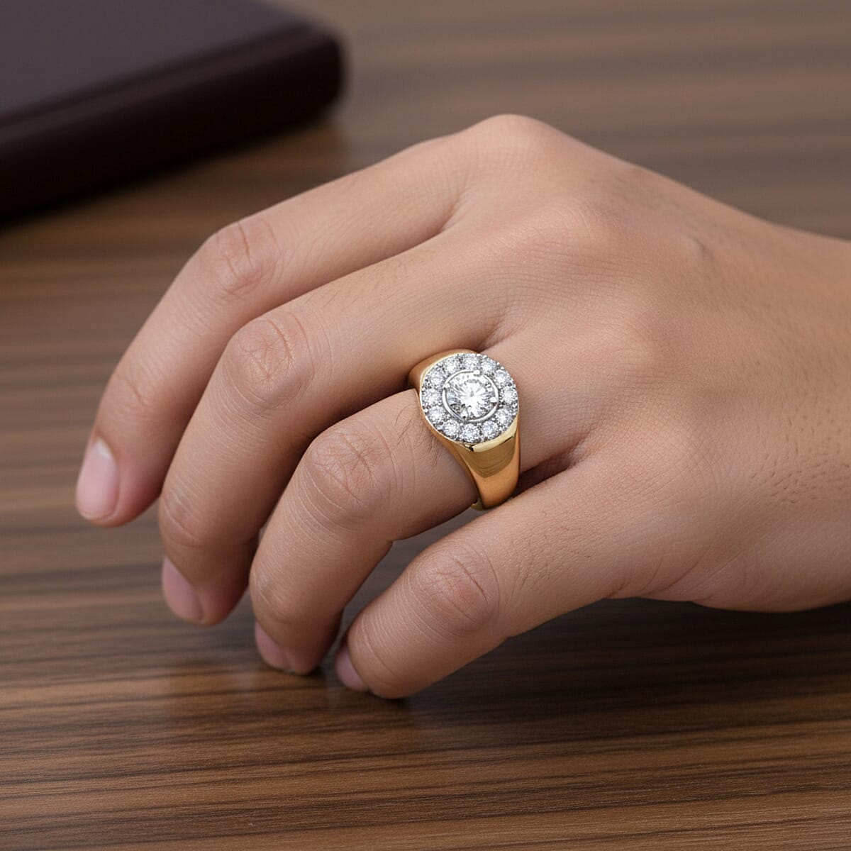 Luxuriant Lab Grown Diamond VS 2.00 ctw Men's Ring in 10K White and Yellow Gold (Size 10.0) 9.8 Grams image number 2