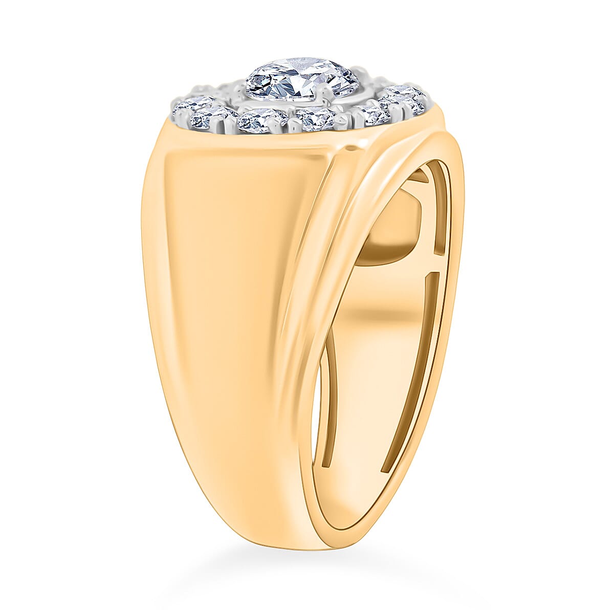 Luxuriant Lab Grown Diamond VS 2.00 ctw Men's Ring in 10K White and Yellow Gold (Size 10.0) 9.8 Grams image number 3