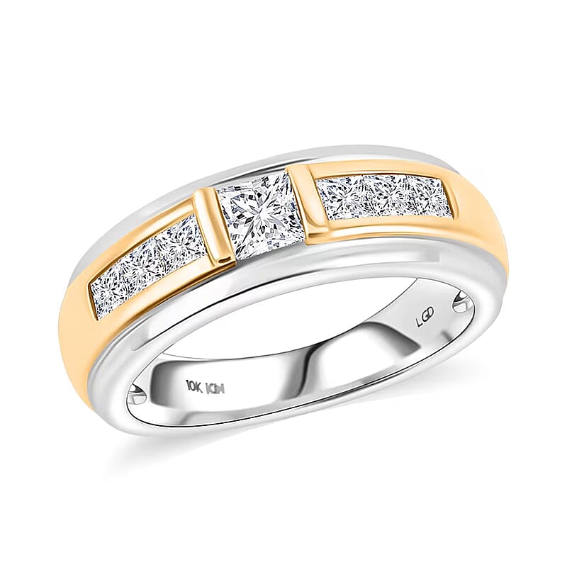 Luxuriant Lab Grown Diamond VS 1.25 ctw Men's Ring in 10K White and Yellow Gold (Size 10.0) 7 Grams