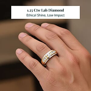 Luxuriant Lab Grown Diamond VS 1.25 ctw Men's Ring in 10K White and Yellow Gold (Size 10.0) 7 Grams