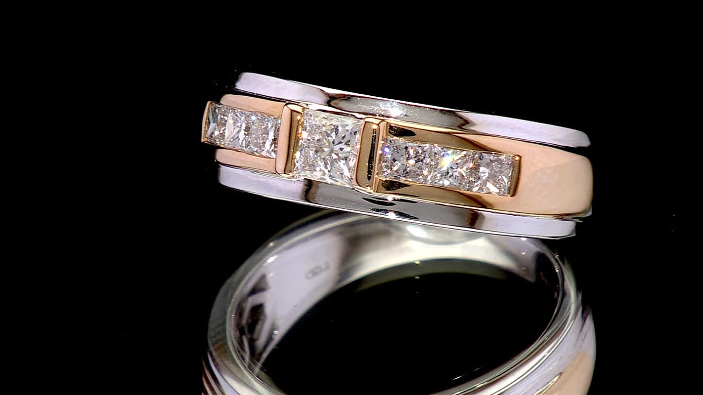 Luxuriant Lab Grown Diamond VS 1.25 ctw Men's Ring in 10K White and Yellow Gold (Size 10.0) 7 Grams