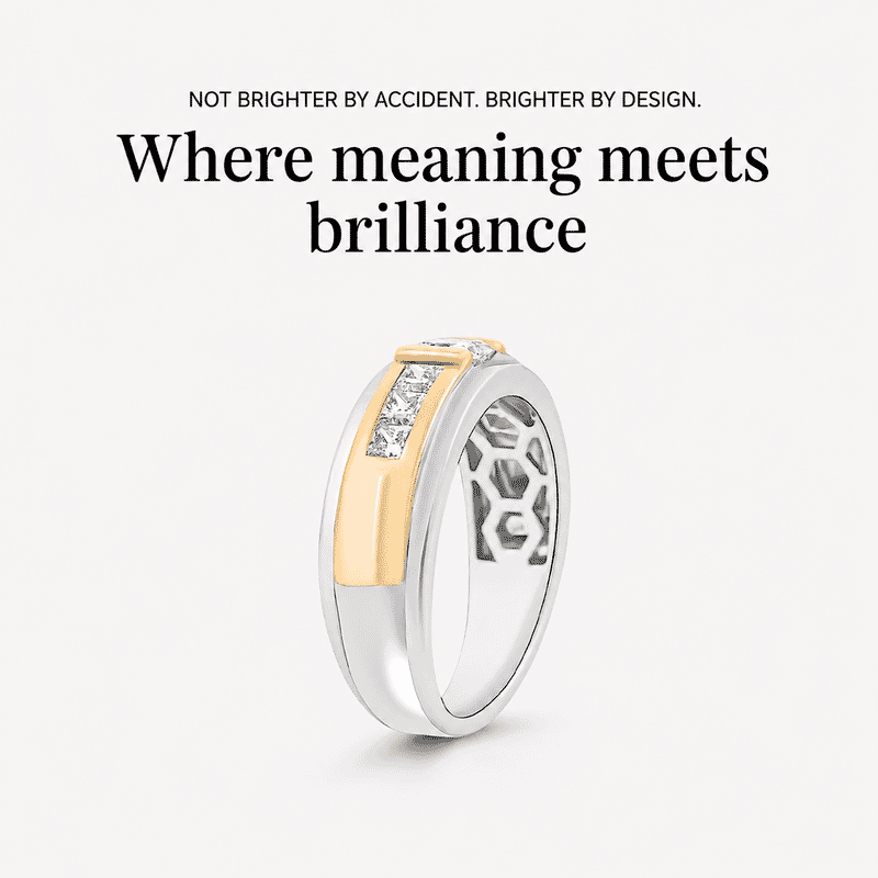 Luxuriant Lab Grown Diamond VS 1.25 ctw Men's Ring in 10K White and Yellow Gold (Size 10.0) 7 Grams