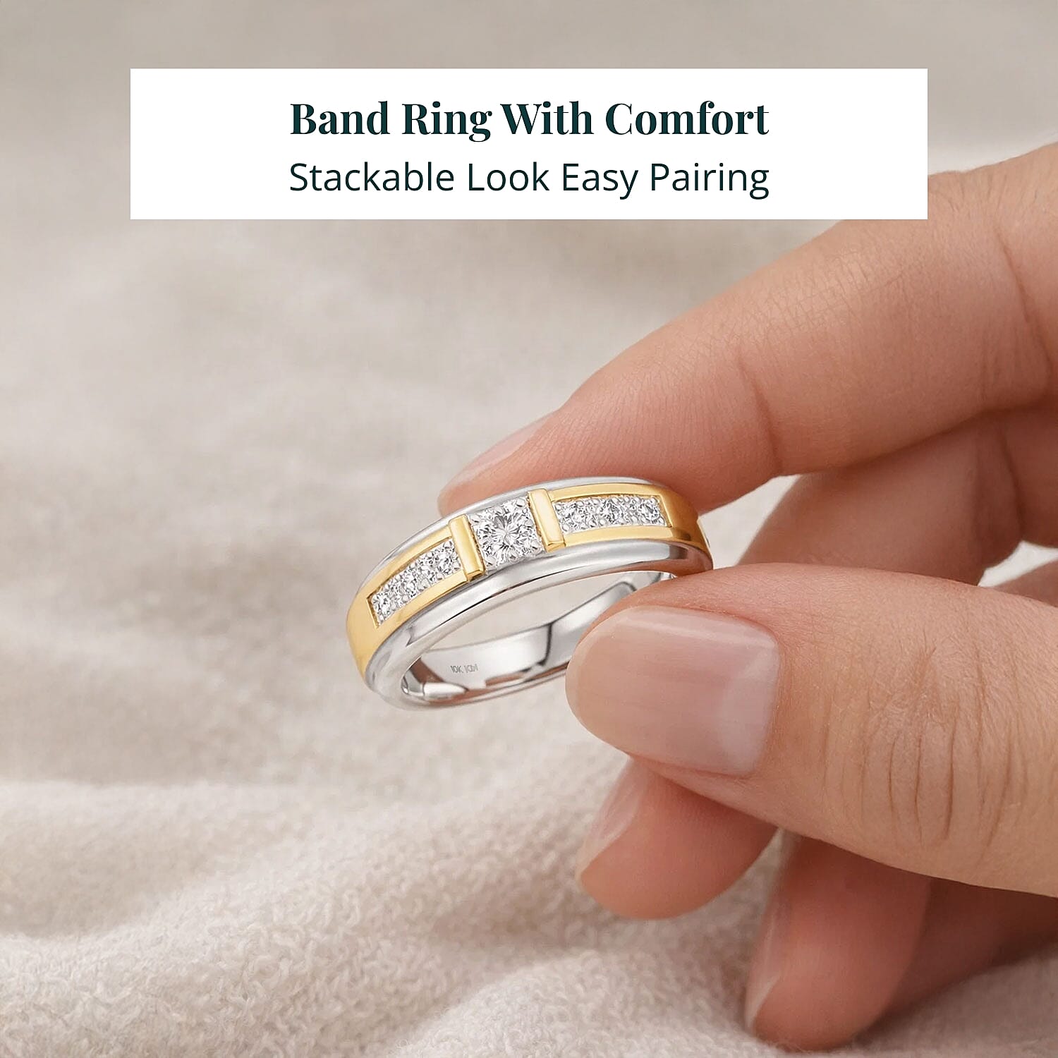 Luxuriant Lab Grown Diamond VS 1.25 ctw Men's Ring in 10K White and Yellow Gold (Size 10.0) 7 Grams