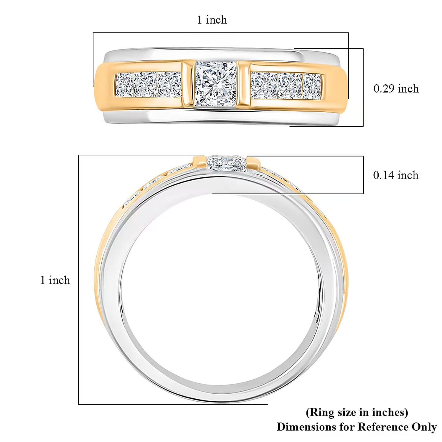 Luxuriant Lab Grown Diamond VS 1.25 ctw Men's Ring in 10K White and Yellow Gold (Size 10.0) 7 Grams