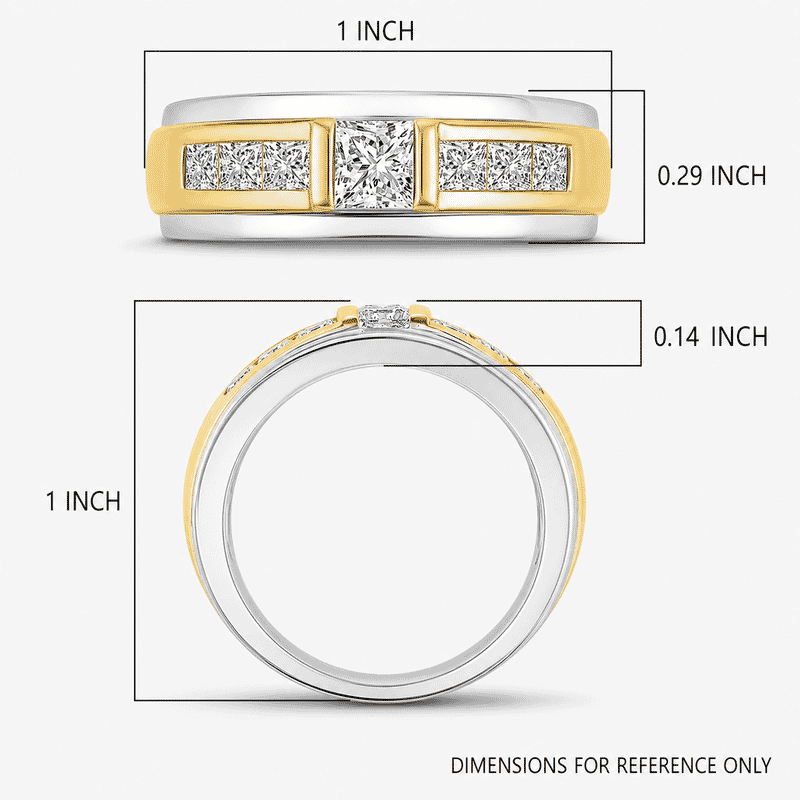 Luxuriant Lab Grown Diamond VS 1.25 ctw Men's Ring in 10K White and Yellow Gold (Size 10.0) 7 Grams
