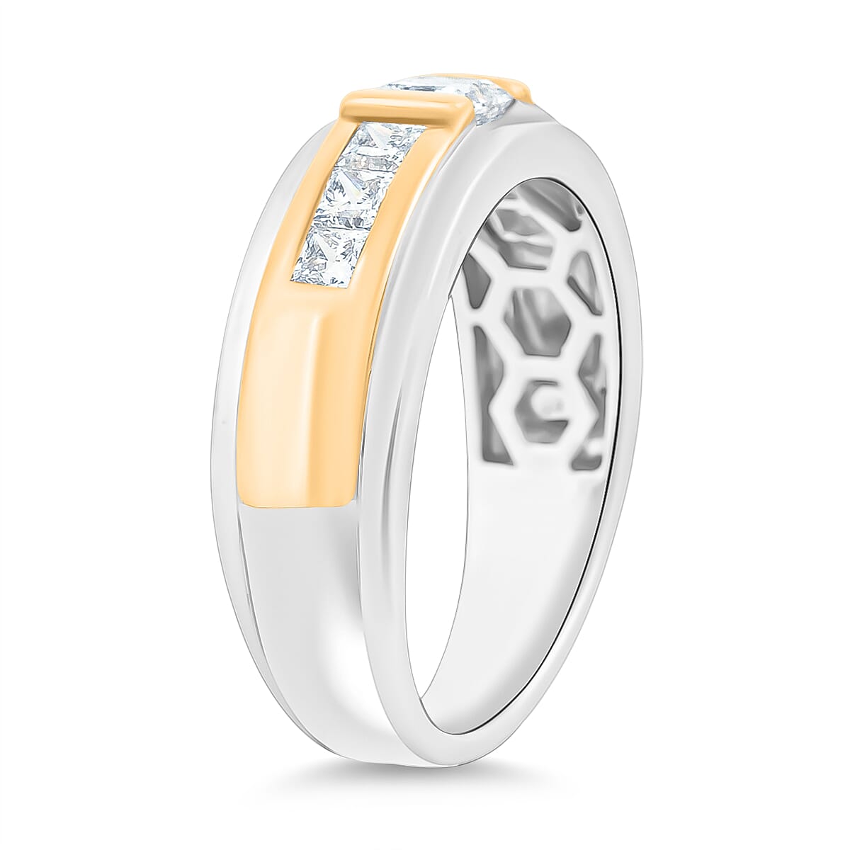 Luxuriant Lab Grown Diamond VS 1.25 ctw Men's Ring in 10K White and Yellow Gold (Size 11.0) 7 Grams image number 3