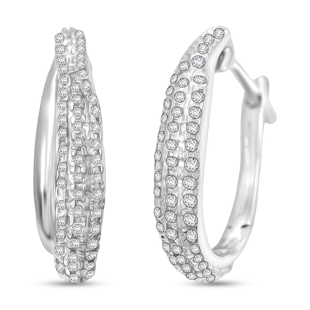 NY Closeout Diamond F VS 0.75 ctw Earrings in 14K White Gold 5.17 Grams