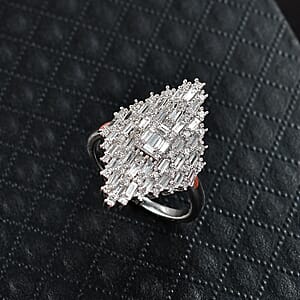 Luxuriant Lab Grown Diamond G-H SI 1.40 ctw Ring in Rhodium Over Sterling Silver (Size 10.0)