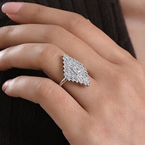 Luxuriant Lab Grown Diamond G-H SI 1.40 ctw Ring in Rhodium Over Sterling Silver (Size 10.0)