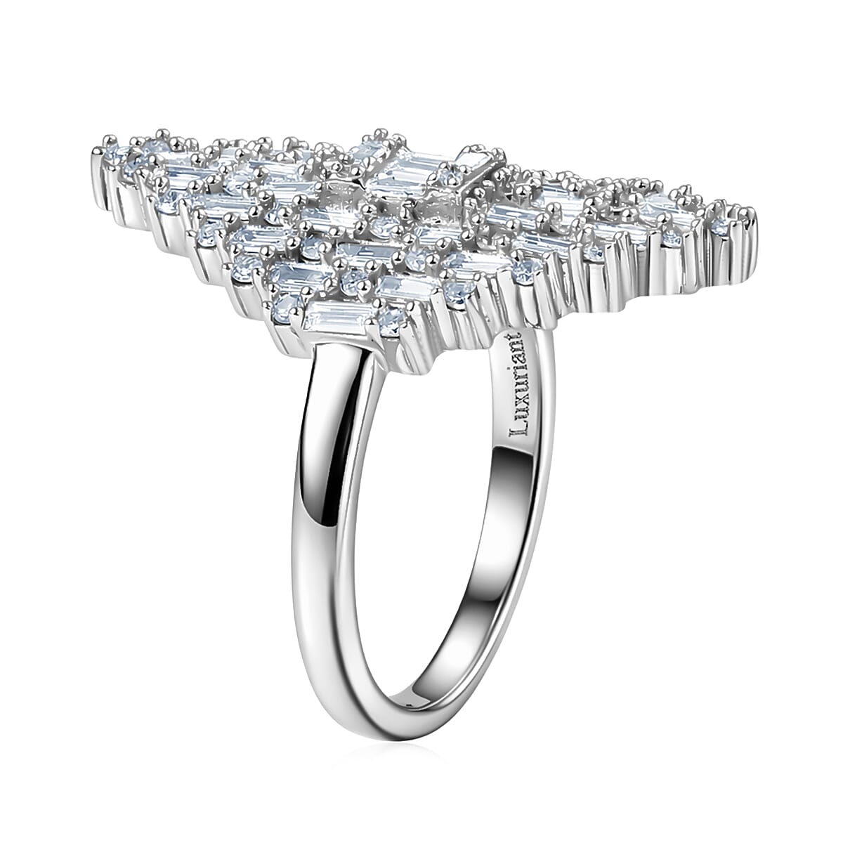 Luxuriant Lab Grown Diamond G-H SI 1.40 ctw Ring in Rhodium Over Sterling Silver (Size 10.0) image number 3