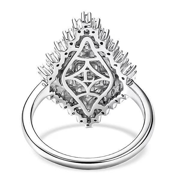 Luxuriant Lab Grown Diamond G-H SI 1.40 ctw Matrix Empire Ring in Rhodium Over Sterling Silver (Size 10.0)