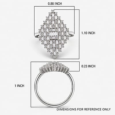 Luxuriant Lab Grown Diamond G-H SI 1.40 ctw Matrix Empire Ring in Rhodium Over Sterling Silver (Size 10.0)